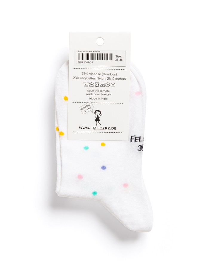 Socken mit Viskose (aus Bambus-Cellulose) Konfetti weiß from FellHerz T-Shirts - bio, fair & vegan