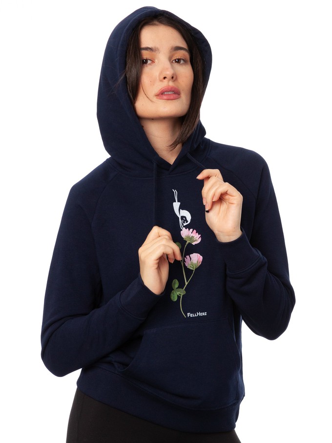 Glücksklee Hoodie navy from FellHerz T-Shirts - bio, fair & vegan