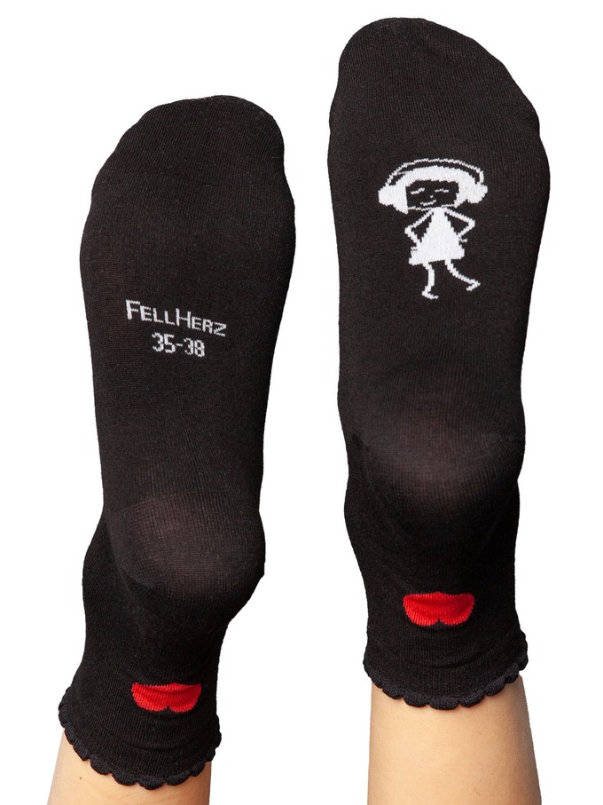 Socken mit Viskose (aus Bambus-Cellulose) Herz schwarz from FellHerz T-Shirts - bio, fair & vegan