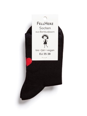 Socken mit Viskose (aus Bambus-Cellulose) Herz schwarz from FellHerz T-Shirts - bio, fair & vegan