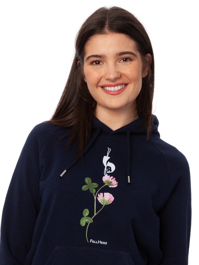 Glücksklee Hoodie navy from FellHerz T-Shirts - bio, fair & vegan