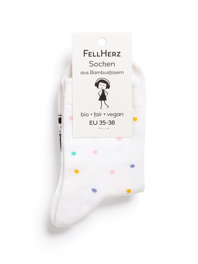 Socken mit Viskose (aus Bambus-Cellulose) Konfetti weiß from FellHerz T-Shirts - bio, fair & vegan