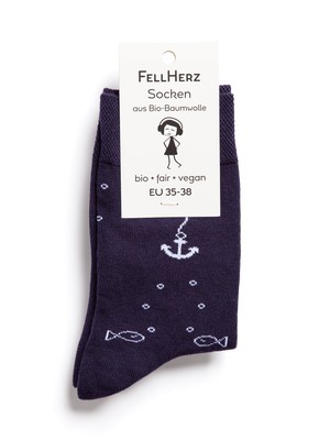 Socken mit Bio-Baumwolle Anker midnight from FellHerz T-Shirts - bio, fair & vegan