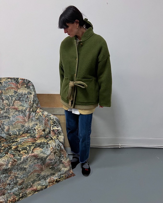 Our "OLIVE GROVE"  wool Blanket Made COAT - L (Fit M/L) from Fitolojio Workshop