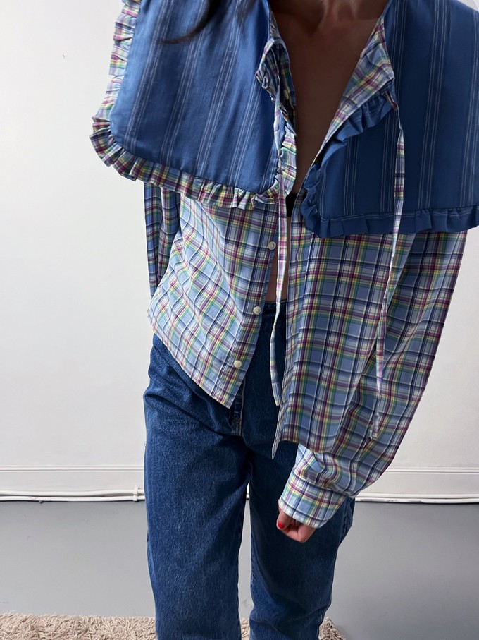 The "bOaN series" Blue Checkered Ralph Lauren Shirt - Statement collar -L from Fitolojio Workshop