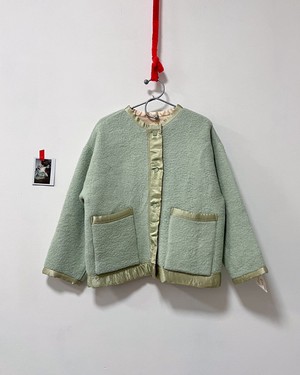 Our "MINT & BUTTER "  Reversible wool Blanket Made COAT - S- from Fitolojio Workshop