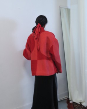 Our "RED WINTER ORCHID"  wool Blanket Made COAT - M (Fit S/M) from Fitolojio Workshop