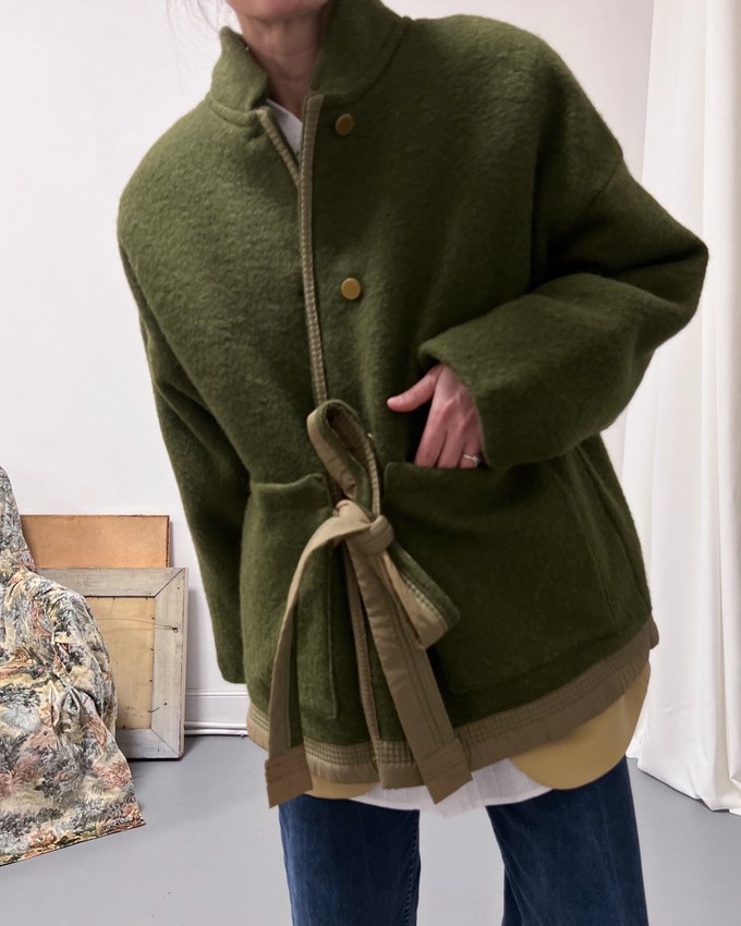 Our "OLIVE GROVE"  wool Blanket Made COAT - L (Fit M/L) from Fitolojio Workshop