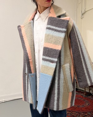 Our "STRIPES & ROSES"  Blankets Made SHORT BLAZER - COAT - M from Fitolojio Workshop