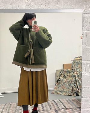 Our "OLIVE GROVE"  wool Blanket Made COAT - L (Fit M/L) from Fitolojio Workshop