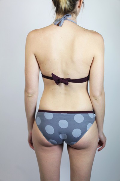 Bio Bikini Fjorde Dots grau / aubergine (Top + Pants) from Frija Omina