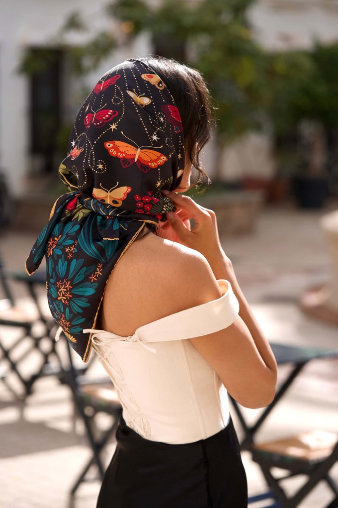 The Moon Butterfly Silk Square Scarf from GAÂLA