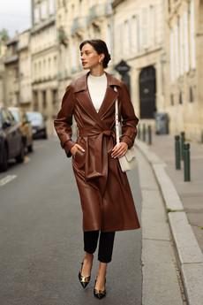 Nadine Faux Leather Trench Coat via GAÂLA