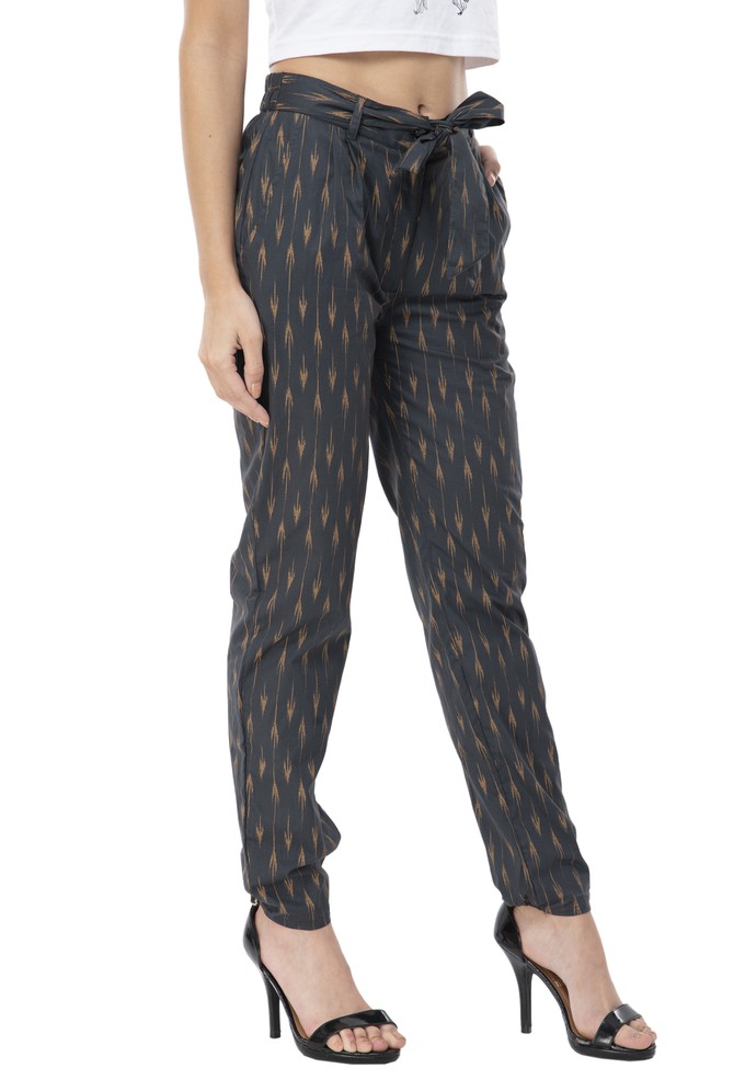 Printed Grey Regular Fit Trousers from Grab Your Garb