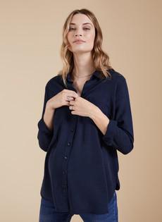 Raffa Chambray Maternity Shirt with Tencel™ via Isabella Oliver