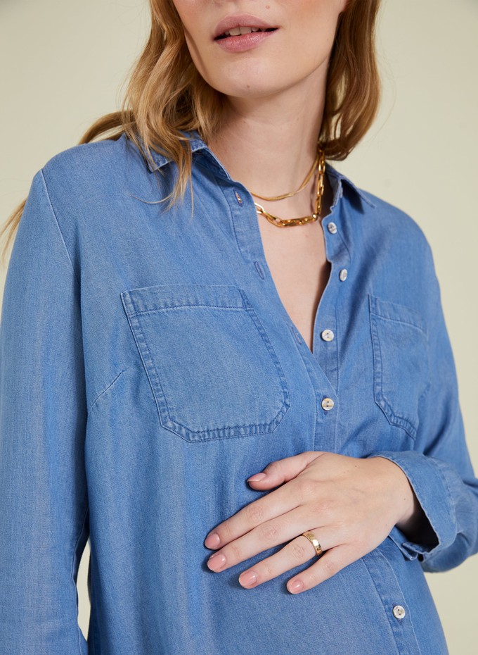 Raffa Chambray Maternity Shirt with Tencel™ from Isabella Oliver