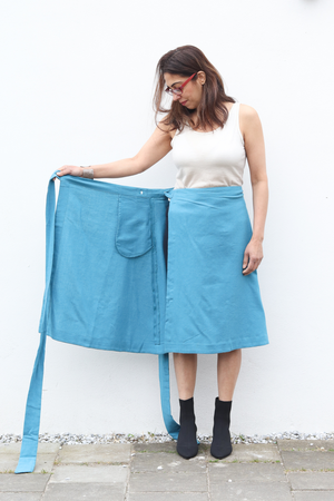 NEW! Cotton Hemp Wrap Skirt Blue from JULAHAS