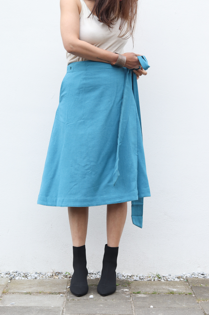 NEW! Cotton Hemp Wrap Skirt Blue from JULAHAS