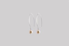 Pearl on long hook earrings silver via Julia Otilia