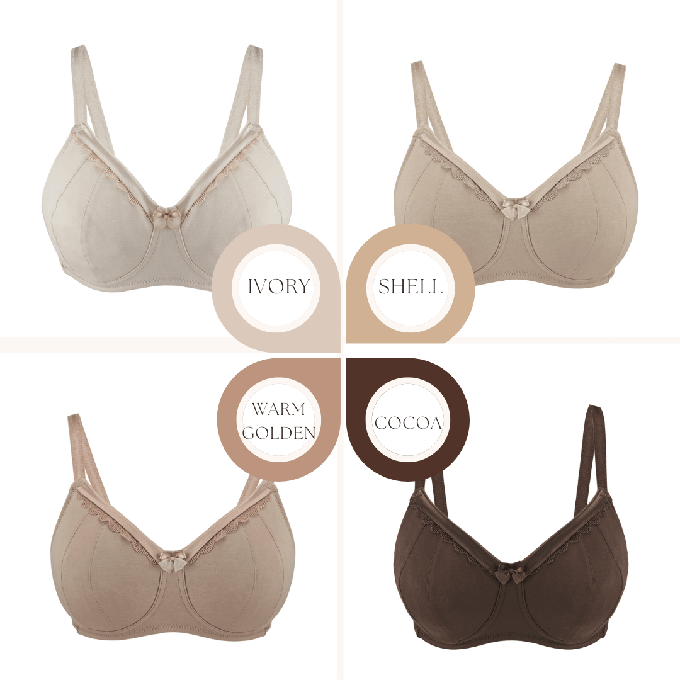 Shell-Supportive Non-Wired Silk & Organic Cotton Full Cup Bra with removable paddings from JulieMay Lingerie