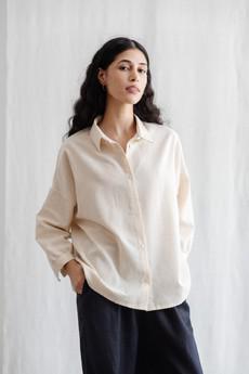 Flachs/Baumwoll Bluse Mayank Creme via Jyoti - Fair Works