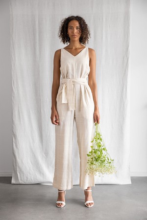 Peace-Silk Jumpsuit Parvani Cremeweiß from Jyoti - Fair Works