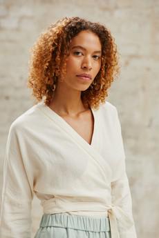 Baumwoll Wickelbluse Neela Creme via Jyoti - Fair Works