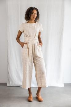 Baumwoll Jumpsuit Nirav Cream Checks via Jyoti - Fair Works