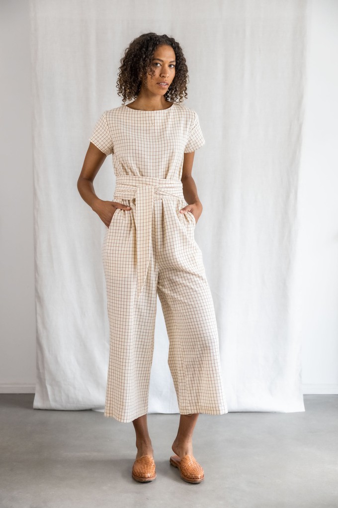 Baumwoll Jumpsuit Nirav Cream Checks from Jyoti - Fair Works