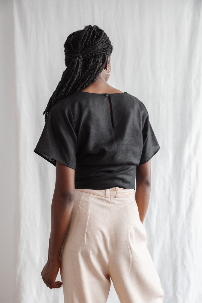 Hanf/Tencel Wickelshirt Amaranth Schwarz from Jyoti - Fair Works