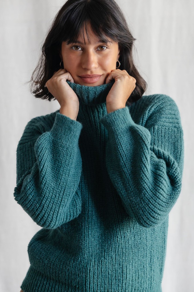 Baby-Alpaka Turtleneck Strickpullover Suave Ozean from Jyoti - Fair Works