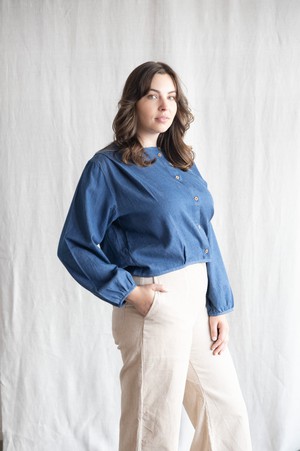 Bio-Baumwolldenim Bluse Nishi Denim from Jyoti - Fair Works