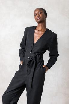 Bio-Baumwoll Jumpsuit Keerthi Schwarz via Jyoti - Fair Works