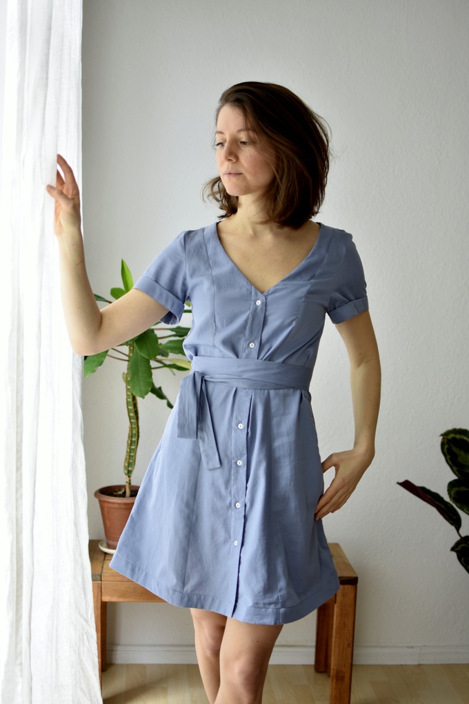 Bio-Baumwoll Sommerkleid Satyani Satinblau from Jyoti - Fair Works