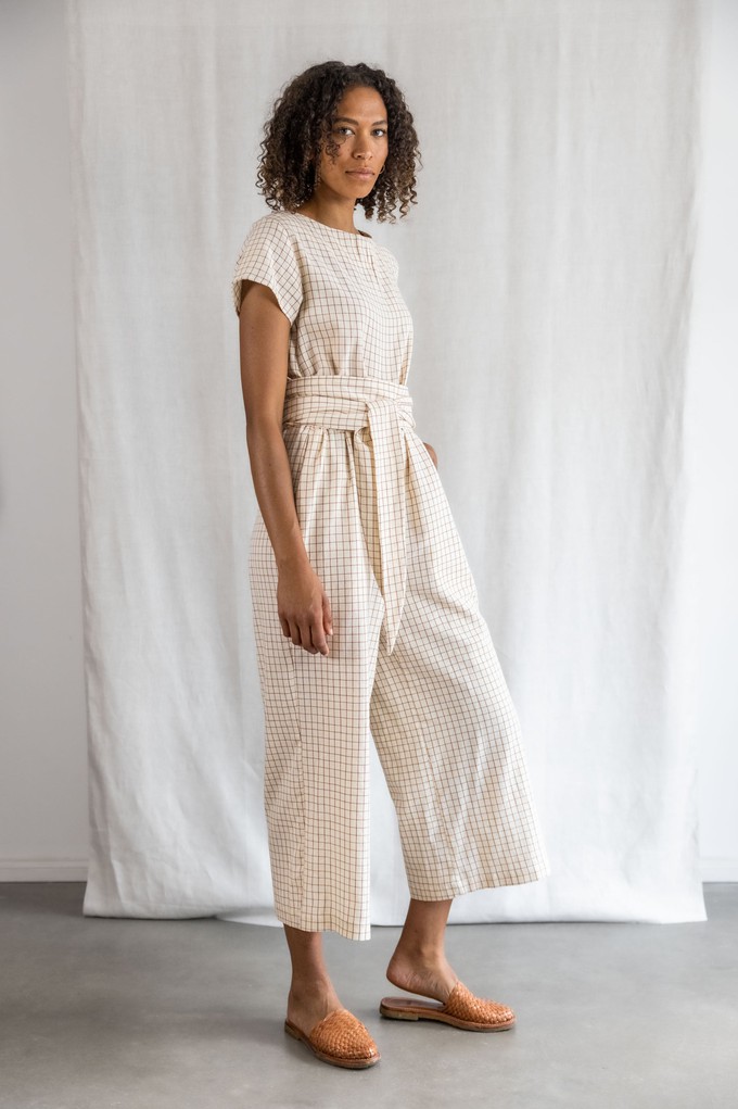 Baumwoll Jumpsuit Nirav Cream Checks from Jyoti - Fair Works