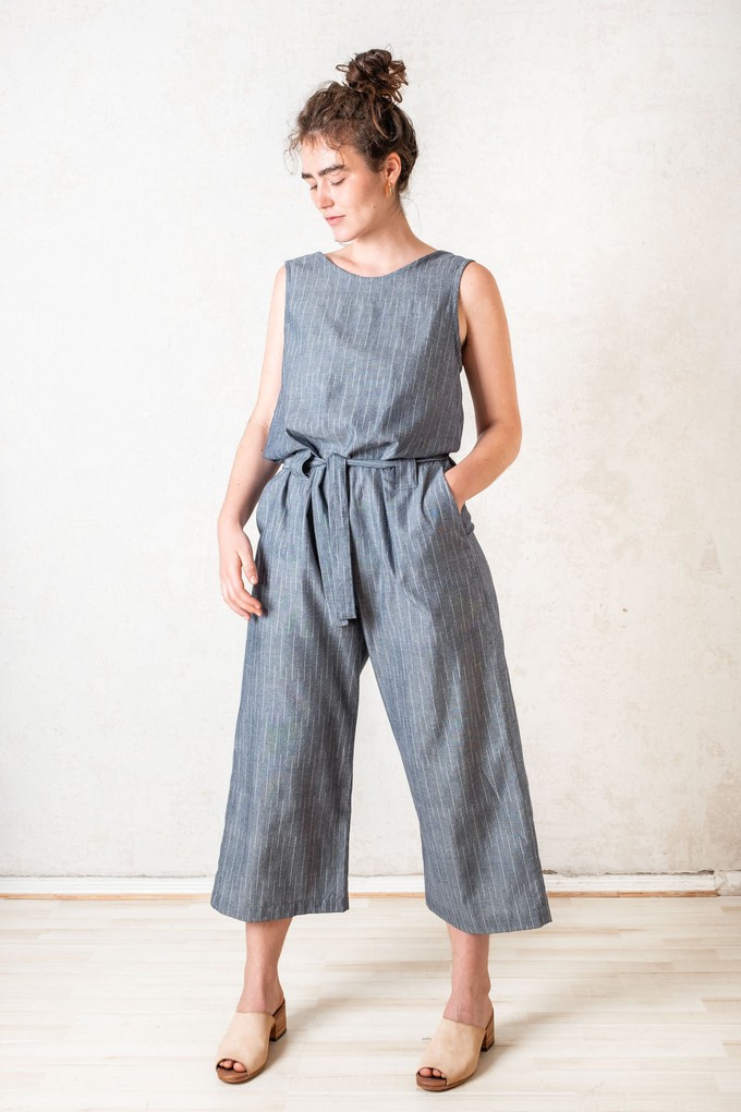 Bio-Baumwoll Jumpsuit Jalina Nadelstreifen Blau from Jyoti - Fair Works