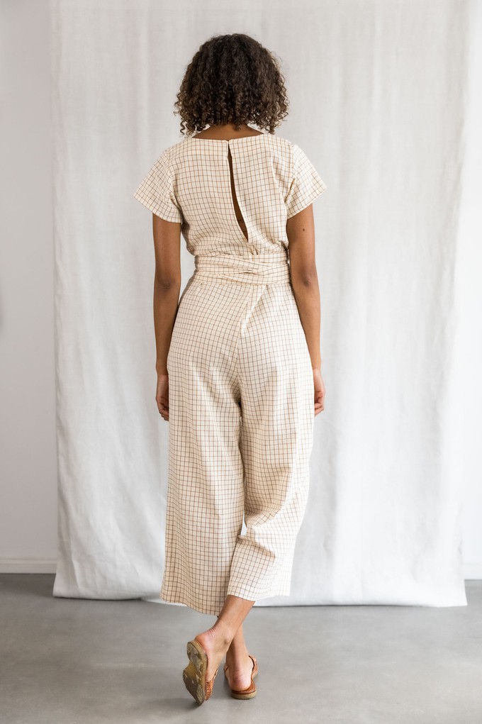 Baumwoll Jumpsuit Nirav Cream Checks from Jyoti - Fair Works