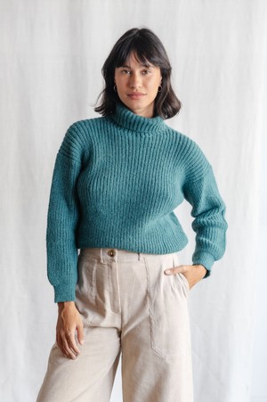 Baby-Alpaka Turtleneck Strickpullover Suave Ozean from Jyoti - Fair Works