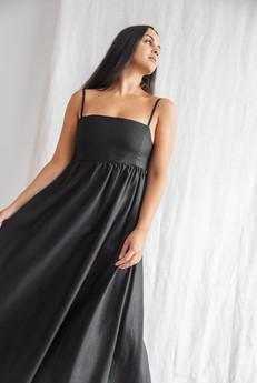 Hanf/Tencel Trägerkleid Saranya Schwarz via Jyoti - Fair Works