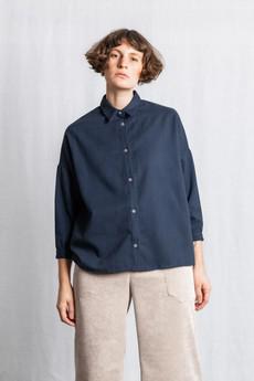 Bio-Baumwoll Bluse Mayank Grau-Blau via Jyoti - Fair Works