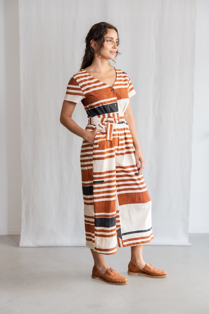 Bio-Baumwoll Jumpsuit Amrita Print Terracotta from Jyoti - Fair Works