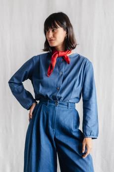 Bio-Baumwolldenim Bluse Nishi Denim via Jyoti - Fair Works