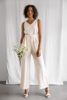 Peace-Silk Jumpsuit Parvani Cremeweiß via Jyoti - Fair Works