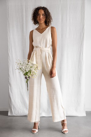 Peace-Silk Jumpsuit Parvani Cremeweiß from Jyoti - Fair Works