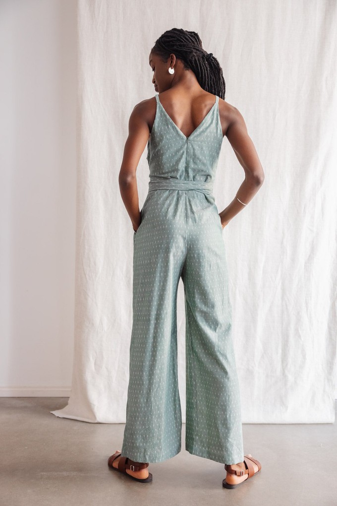 Bio-Baumwoll Jumpsuit Parvani Ikat Salbei from Jyoti - Fair Works