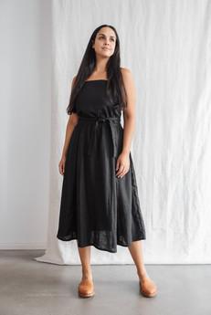 Hanf/Tencel Wickelkleid Padmini Schwarz via Jyoti - Fair Works