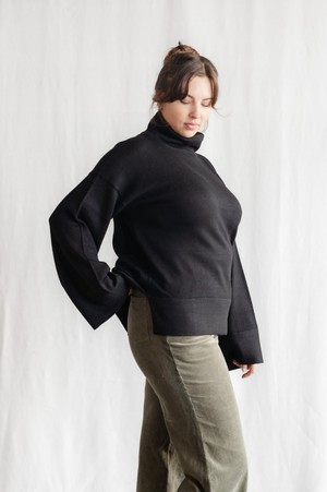 Baby-Alpaka Turtleneck Strickpullover Atico Schwarz from Jyoti - Fair Works