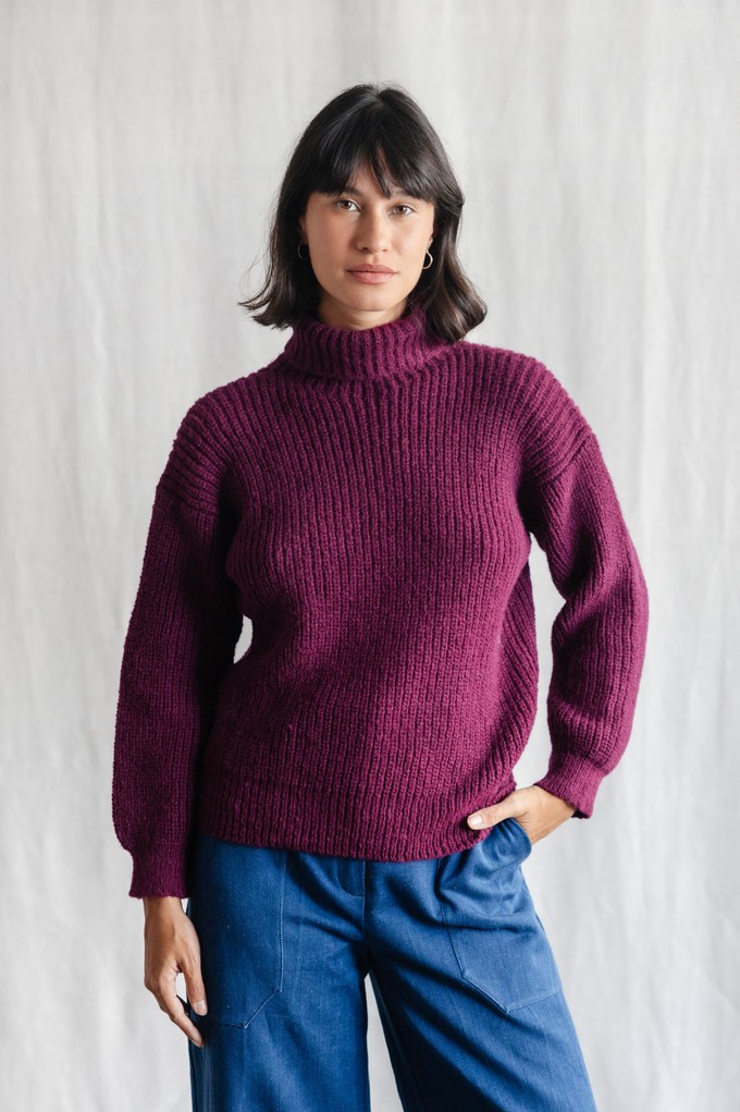 Baby-Alpaka Turtleneck Strickpullover Suave Berry from Jyoti - Fair Works