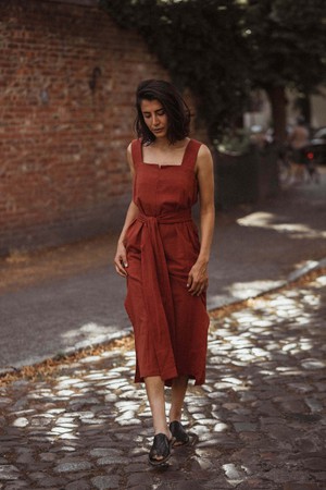 Baumwoll Trägerkleid Shanti Mahagoni from Jyoti - Fair Works