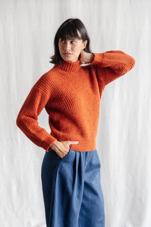 Baby-Alpaka Turtleneck Strickpullover Suave Rost from Jyoti - Fair Works